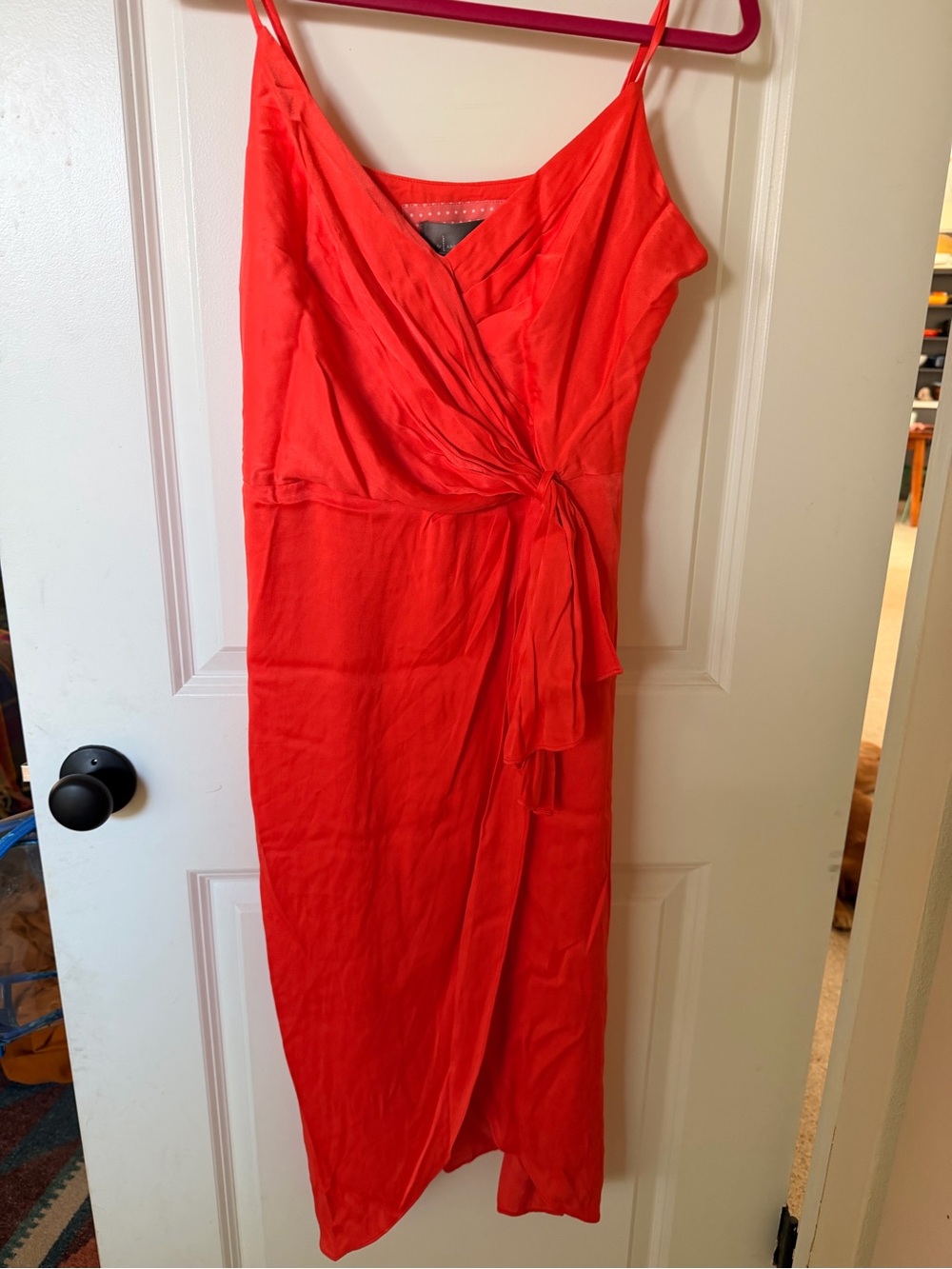 Anthropologie Strapless Bright Red Wrap Dress